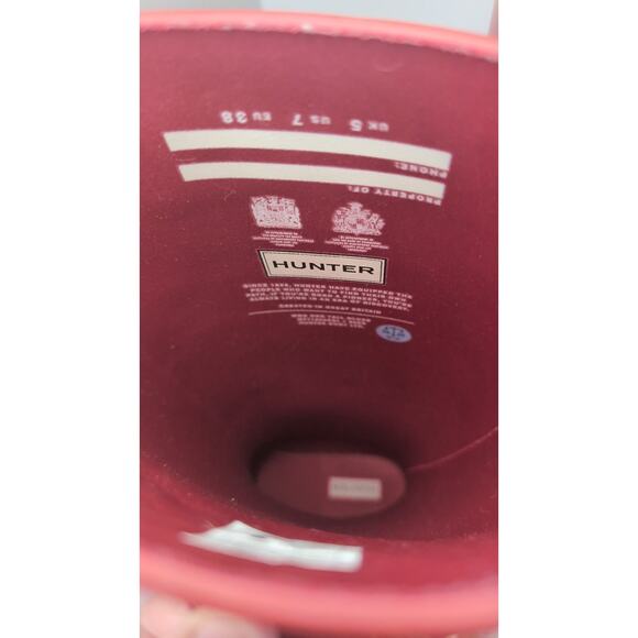 Red classic traditional tall gloss Hunter outdoor rain weather boots - Picture 6 of 10